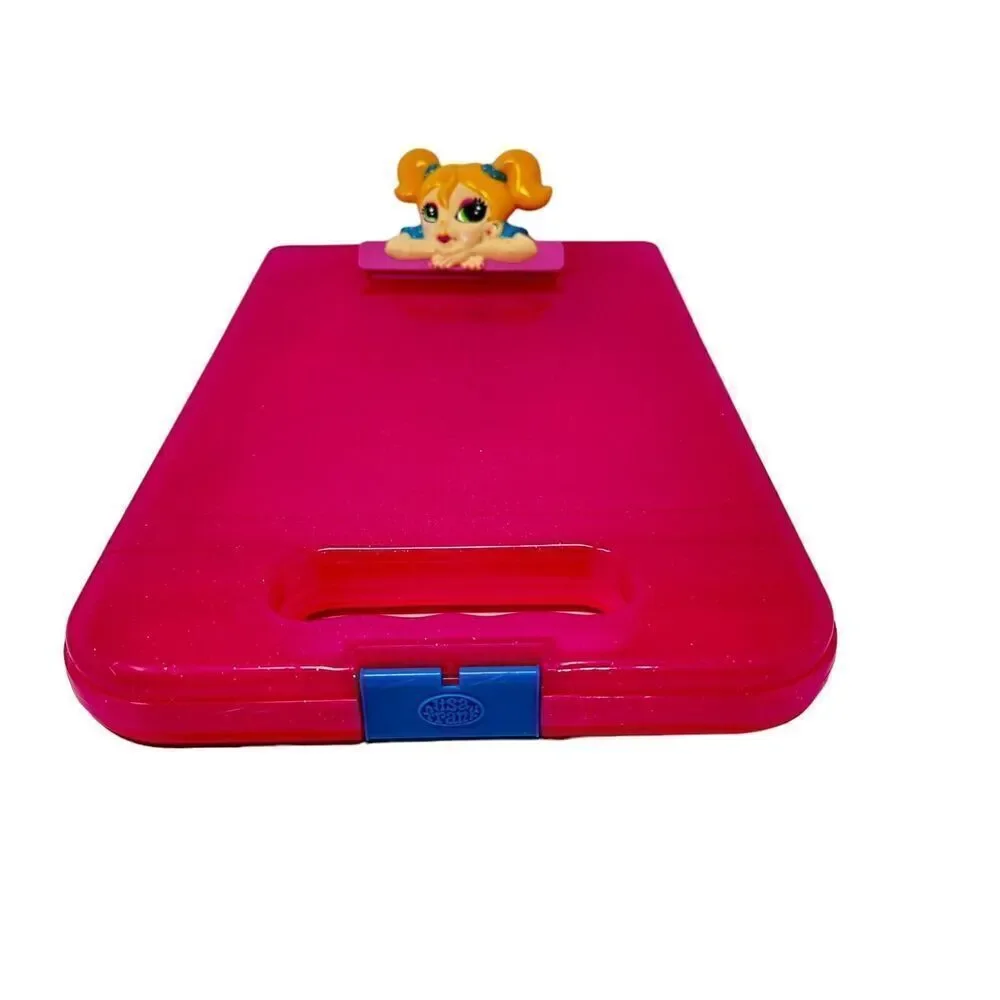 Vintage Lisa Frank Blonde Girl Pink Glitter Clipboard Art Storage Container Nurs
